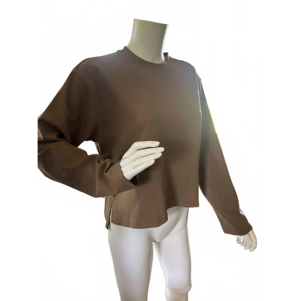 NEW ELLE GREY women's high low sweatshirt in camel